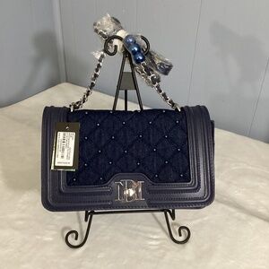 Badgley Mischka Denim & Faux Pearl Accent.  NWT